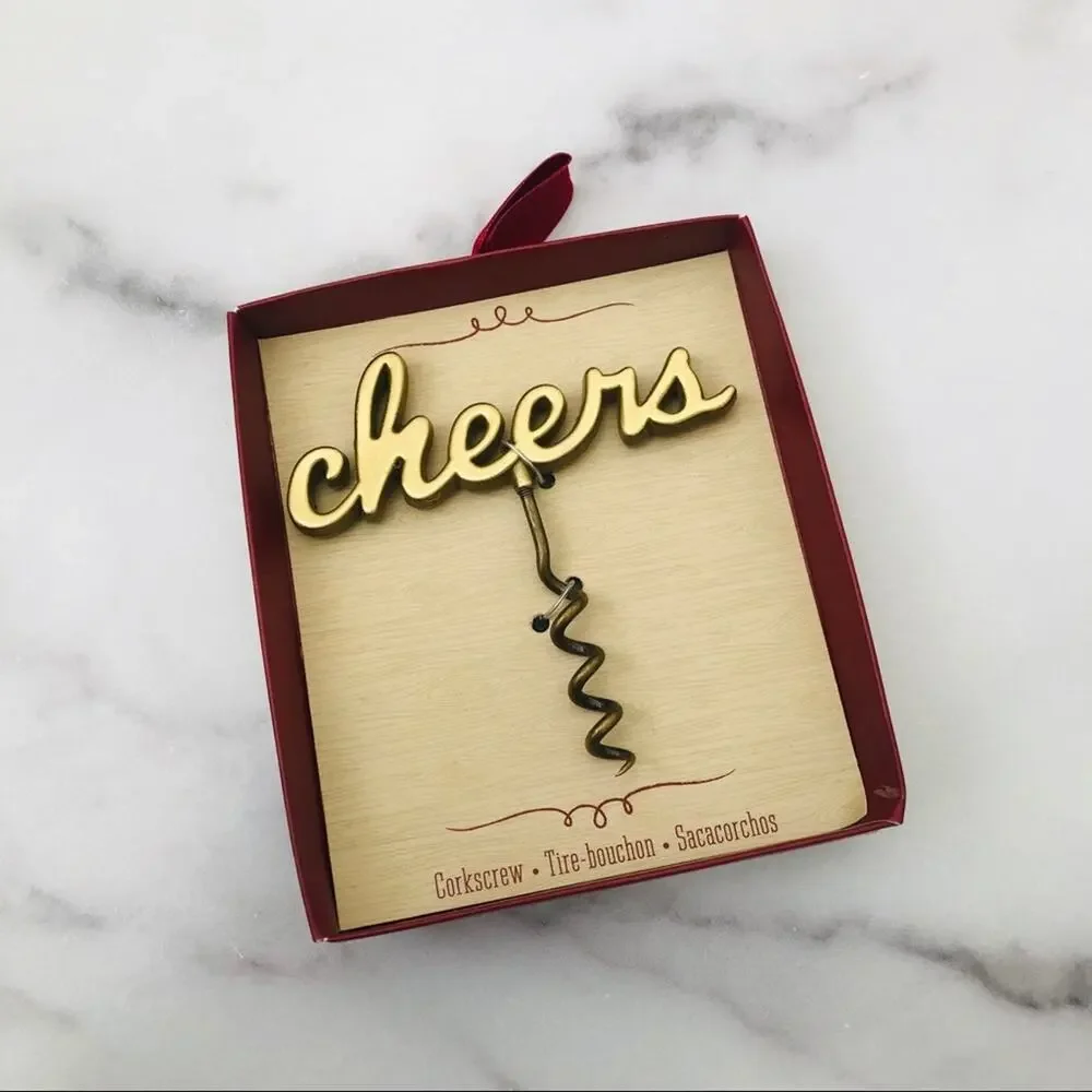 Gold cheers corkscrew wine bottle opener